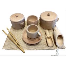 houten speelgoed thee en keukenset 10-delig| keukengerei mini| montessori sensory bin tool set